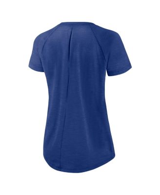 Women's White, Royal New York Giants Back Slit Lightweight Fashion T-shirt