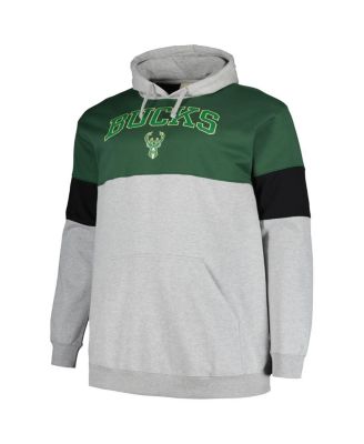 Men's Hunter Green, Black Milwaukee Bucks Big and Tall Pullover Hoodie