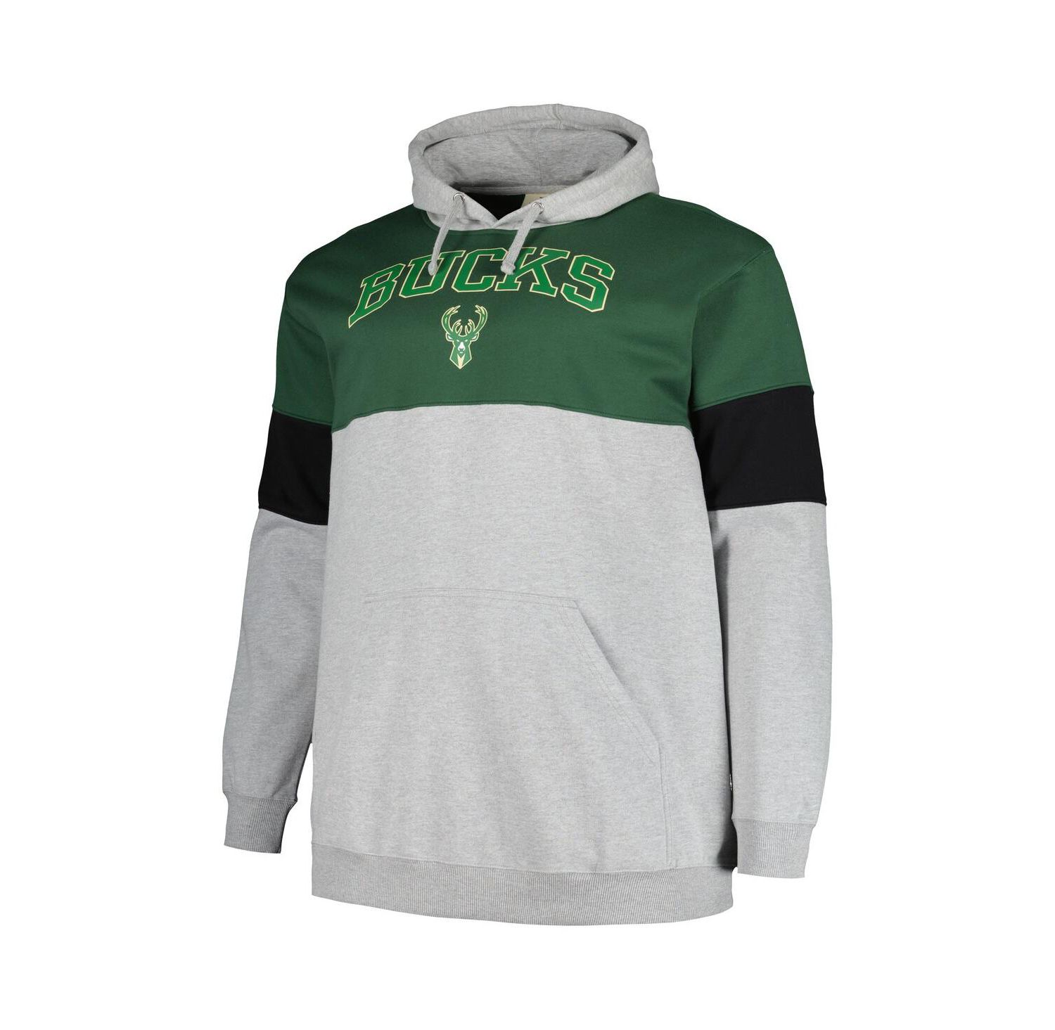 Men's Hunter Green, Black Milwaukee Bucks Big and Tall Pullover Hoodie