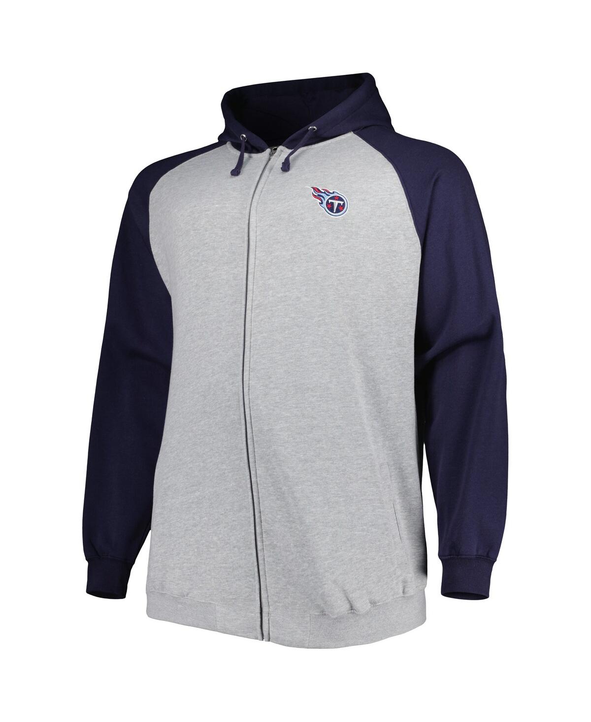 Men'sTennessee Titans Big and Tall Fleece Raglan Full-Zip Hoodie Jacket - Heather Gray