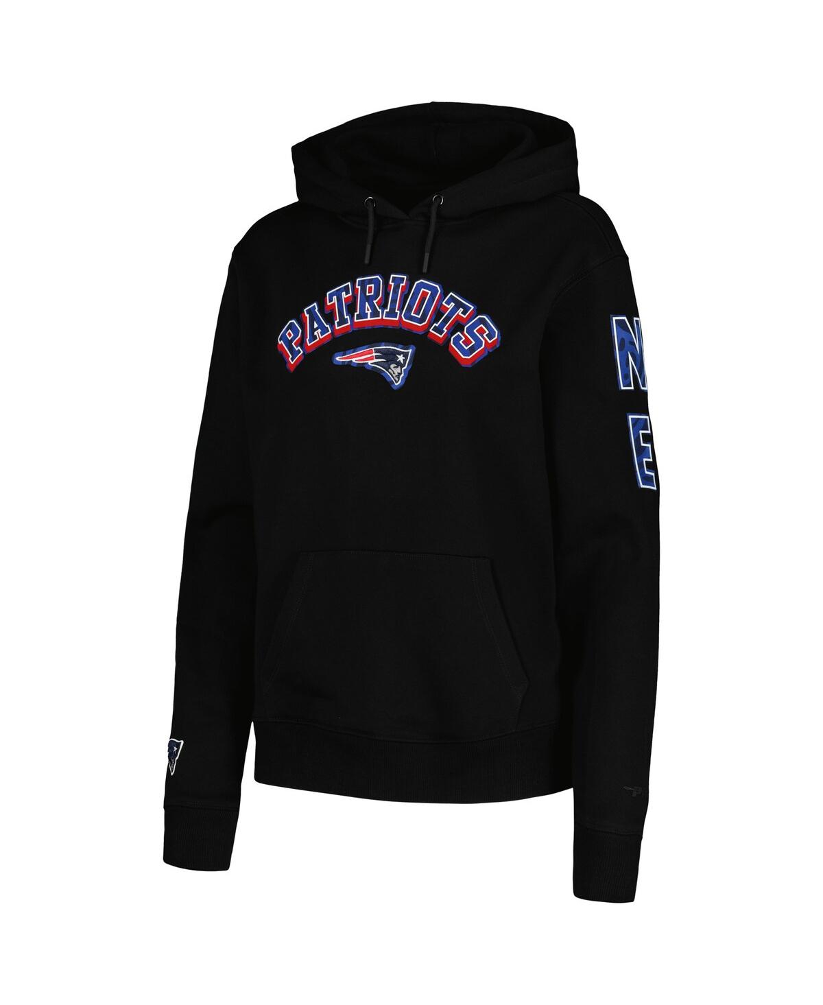 Women's Pro StandardNew England Patriots Animal Print Fleece Pullover Hoodie - Black