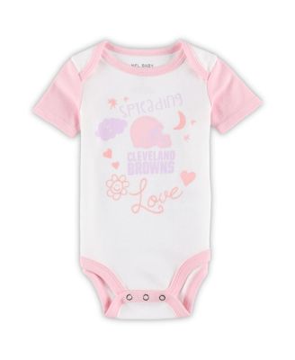 Baby Girls White Cleveland Browns Spreading Love Bodysuit and Tutu Leggings Set