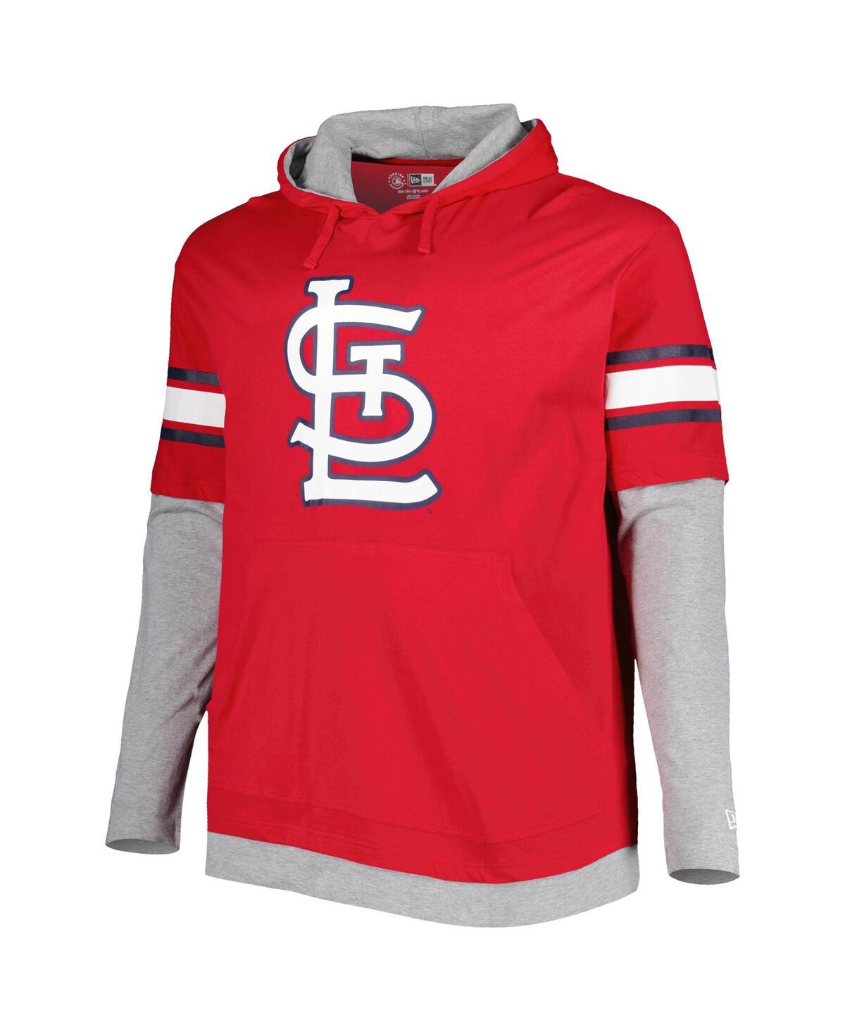 NEW ERA MEN'S NEW ERA RED ST. LOUIS CARDINALS BIG AND TALL TWOFER PULLOVER HOODIE 