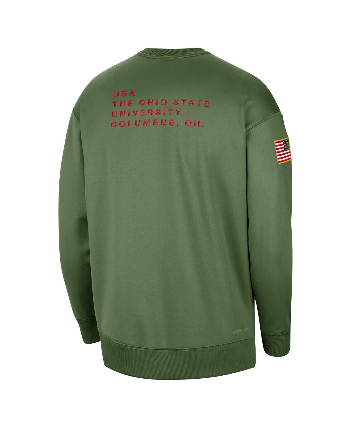 Shop Nike Women's  Olive Ohio State Buckeyes Military-inspired Collection All-time Performance Crew Pullov