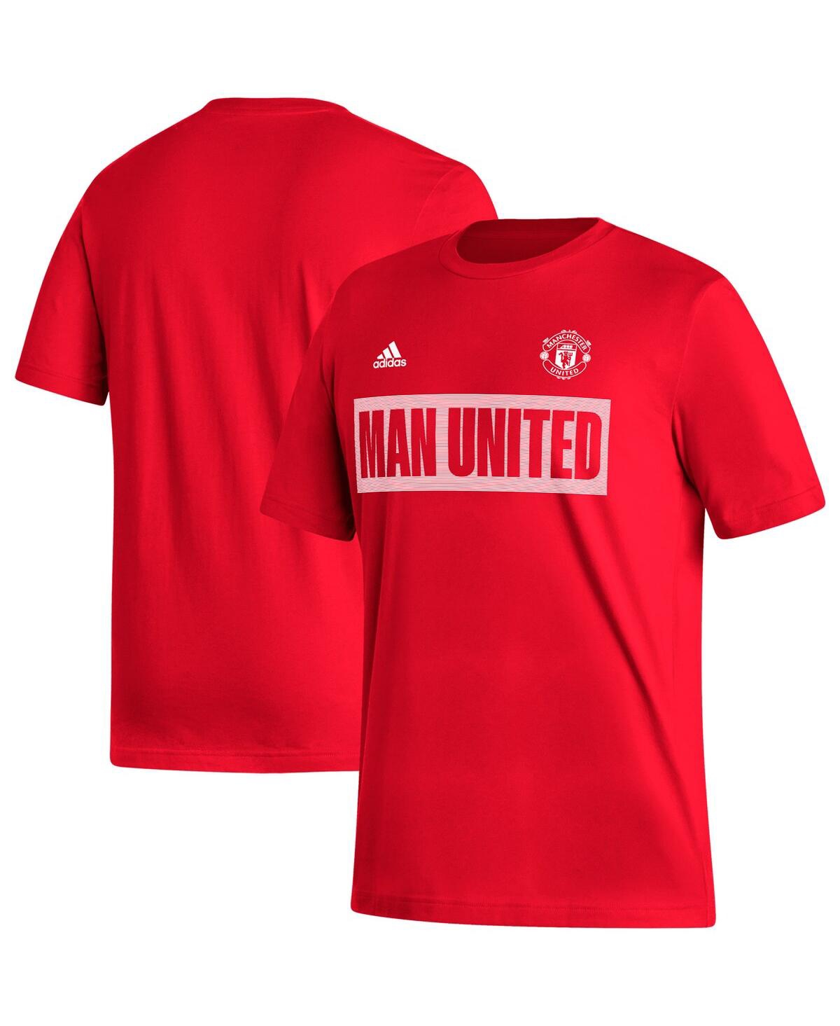 Shop Adidas Originals Men's Adidas Red Manchester United Culture Bar T-shirt