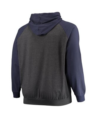 Men's Navy, Heathered Charcoal Houston Texans Big and Tall Lightweight Raglan Pullover Hoodie