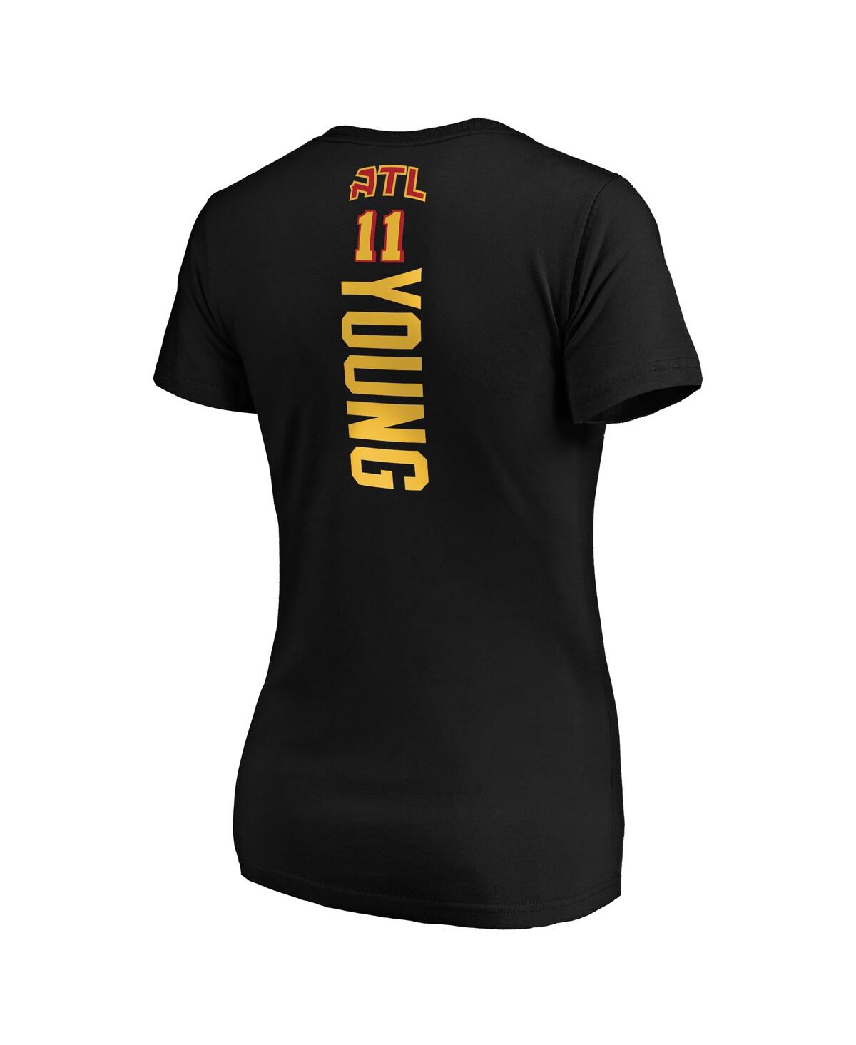 Fanatics Women's  Trae Young Black Atlanta Hawks Playmaker Name And Number V-neck T-shirt In Black