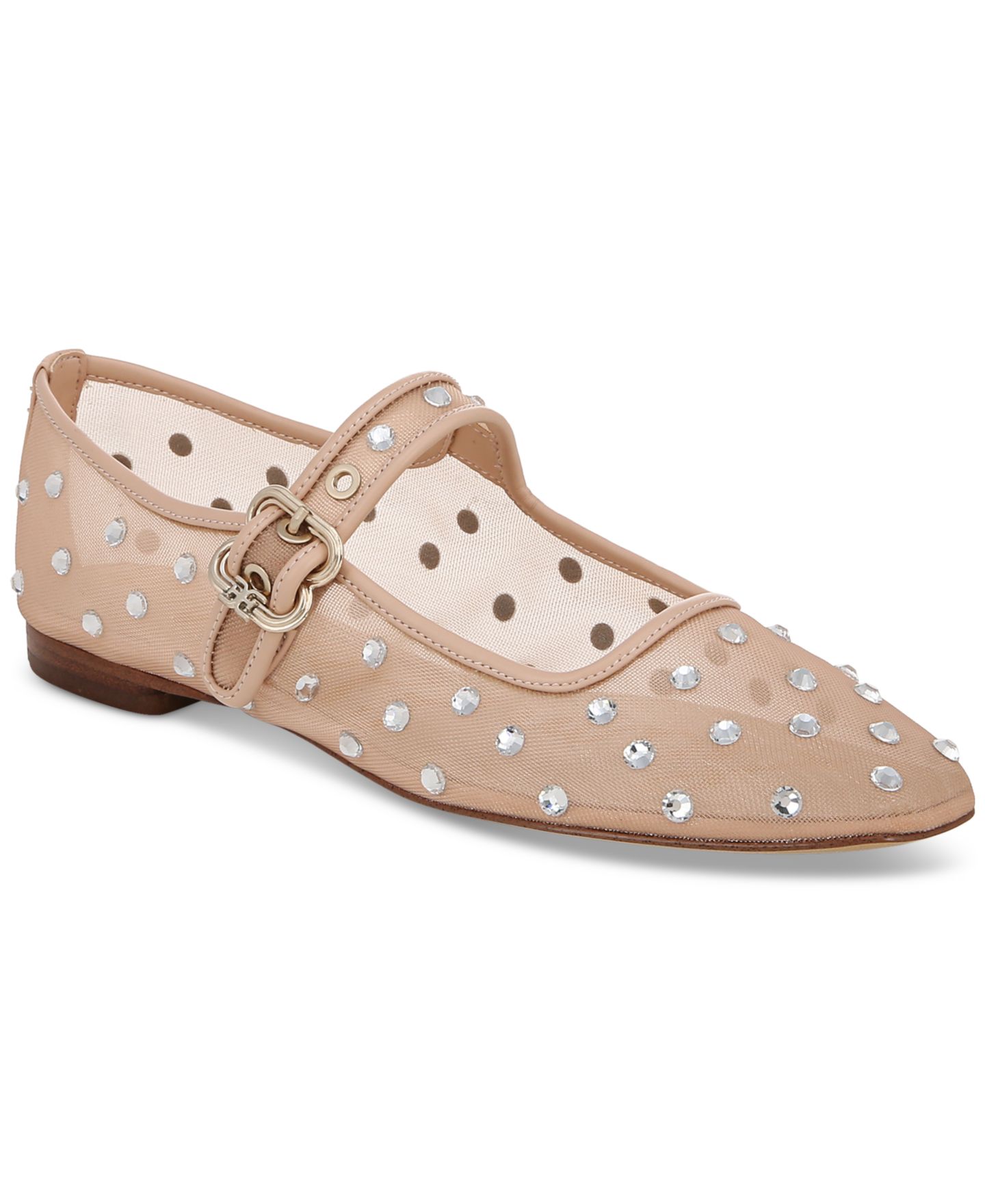 Женские блестящие балетки Sam Edelman Michaela Mary Jane, цвет: Винтажный розовый сетчатый — фото 1