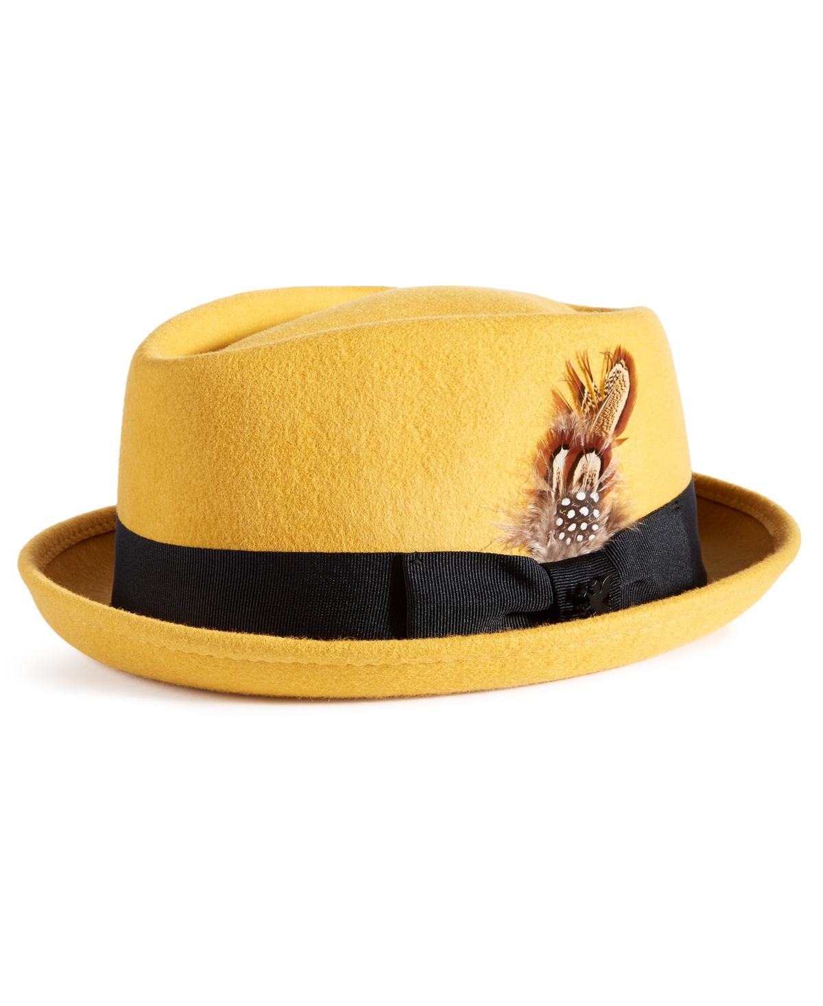 Men's Diamond-Crown Wool Pork Pie Hat - Gold
