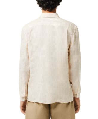 Men's Long Sleeve Striped Button-Down Linen Shirt