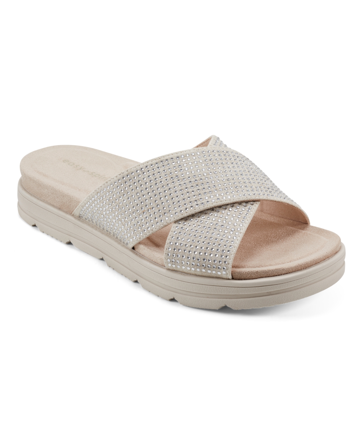 Shop Easy Spirit Women's Shanya Crisscross Rhinestone Sandals In Light Natural