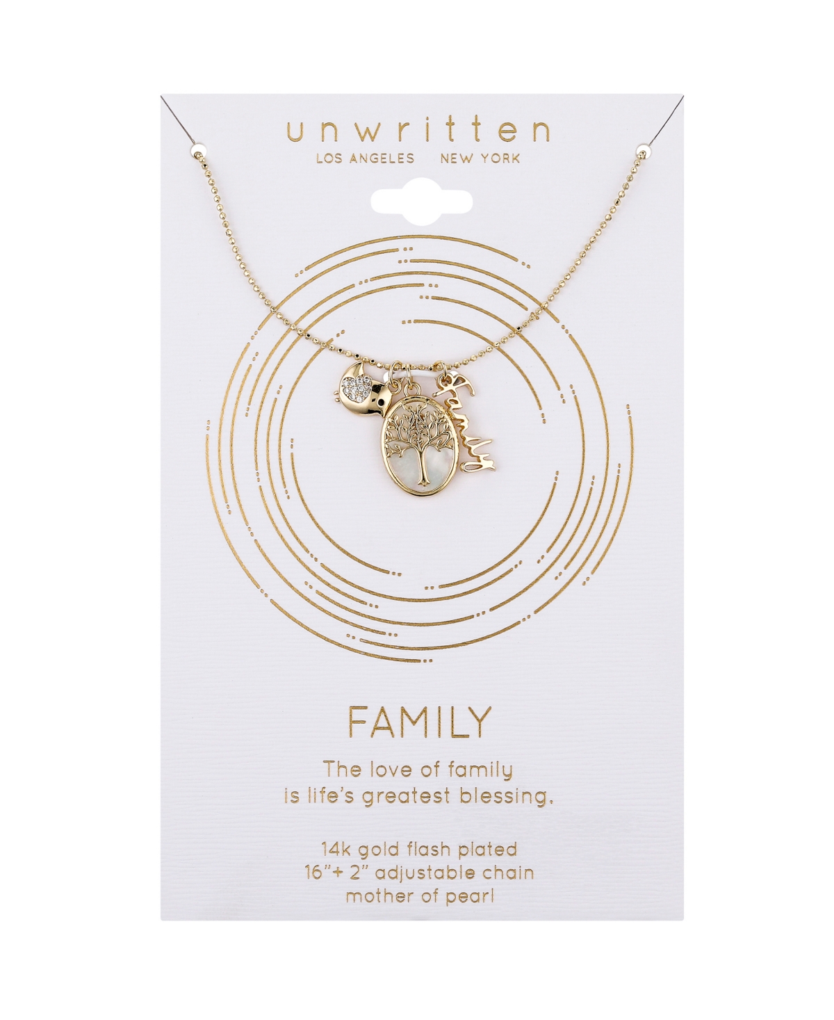 Shop Unwritten Cubic Zirconia Bird, Mother Of Pearl Tree, 14k Gold Plated Family Pendant Necklace
