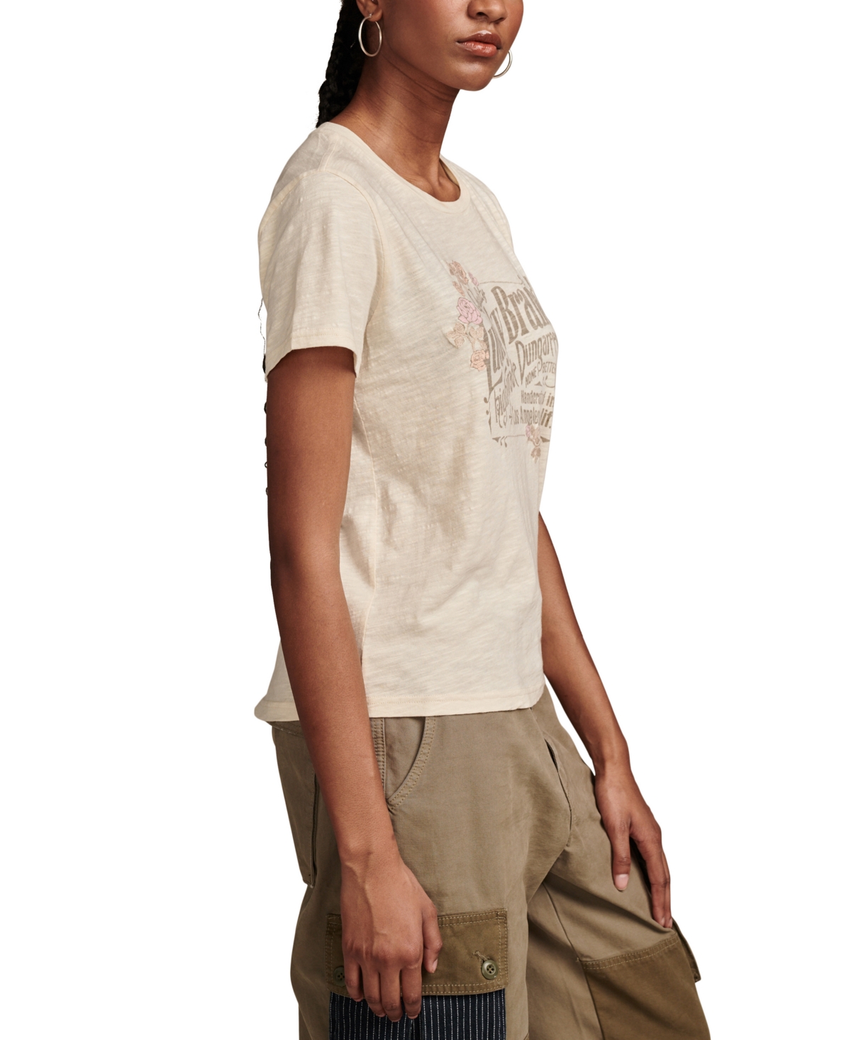 Shop Lucky Brand Women's Dungarees Graphic Classic T-shirt In Cream