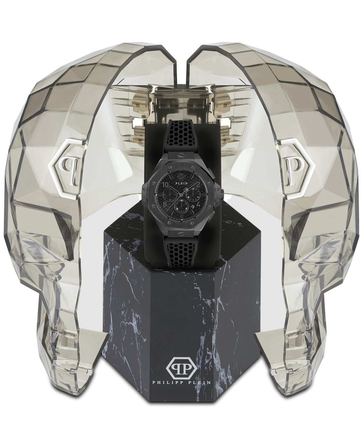 Philipp Plein Plein Chrono Royal Silicone Watch In Black