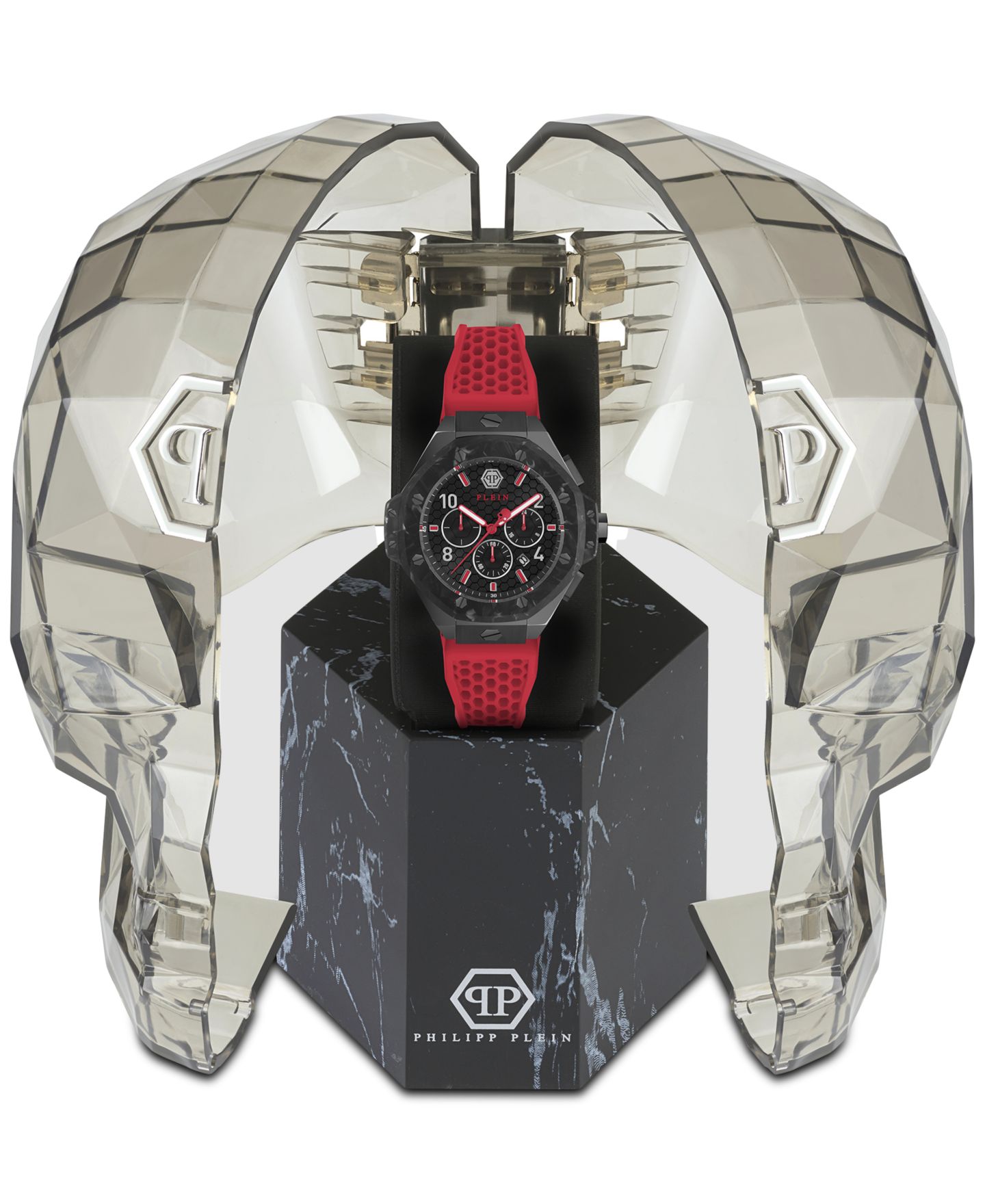 Мужские часы Philipp Plein Chronograph Red Silicone Strap Watch 46mm — фото 4