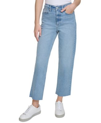 Calvin Klein Jeans - Women's Raw-Hem Straight-Leg Denim Jeans