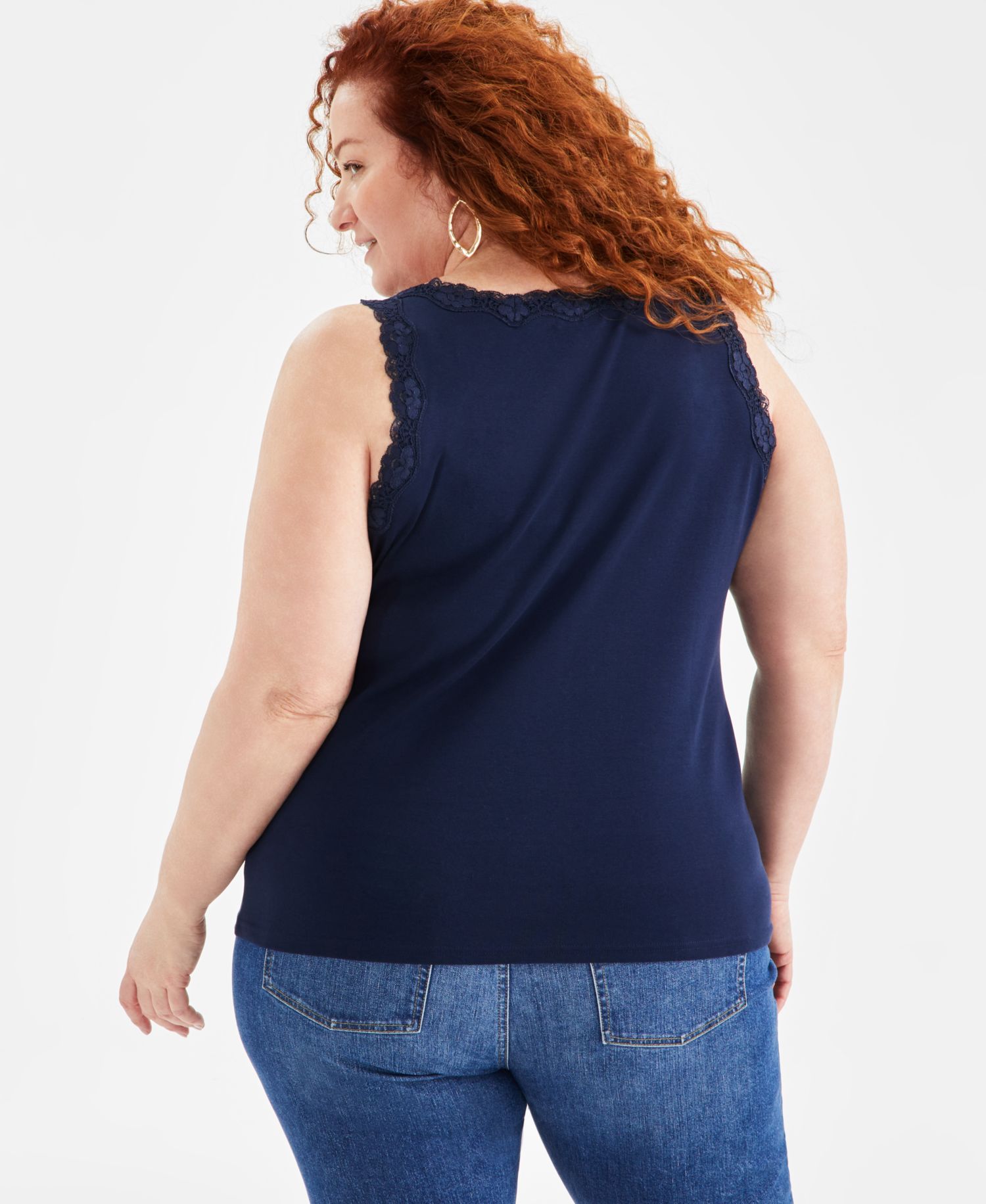 Plus Size Lace-Trim Tank Top