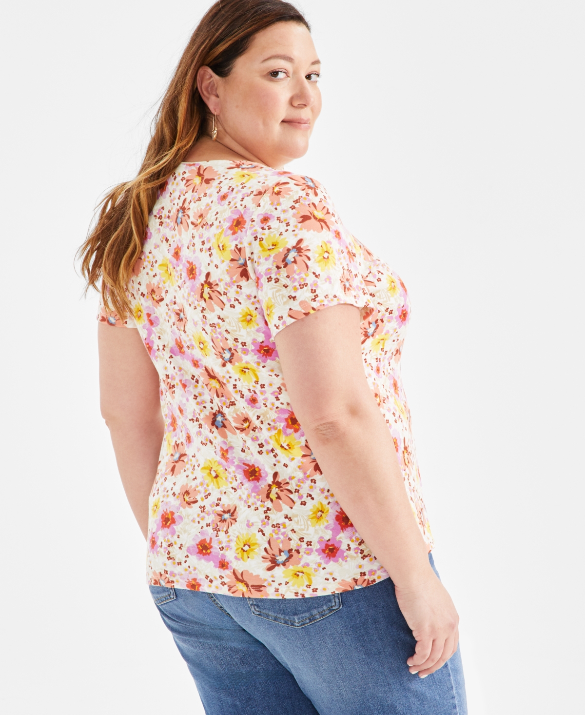 Style & Co Plus Size Printed Scoop-Neck Top, Created for Macy's