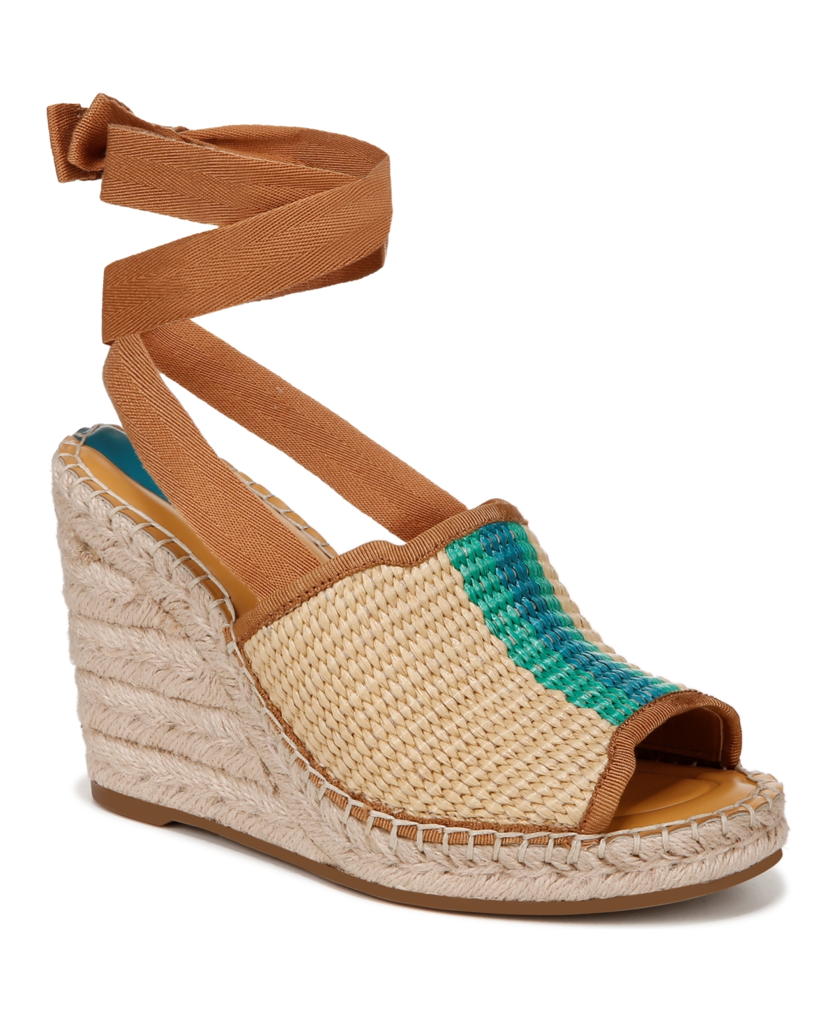 Franco Sarto Women's Sierra Espadrille Wedge Sandals -Natural Beige Raffia