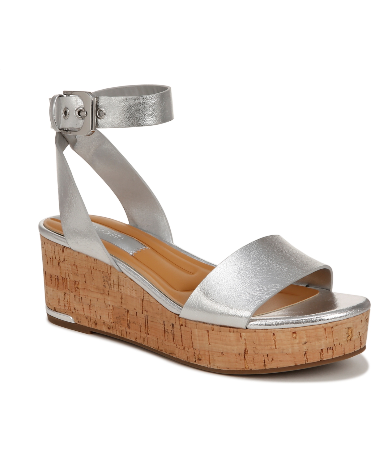 Shop Franco Sarto Women's Presley Espadrille Platform Sandals In Silver Faux Leather