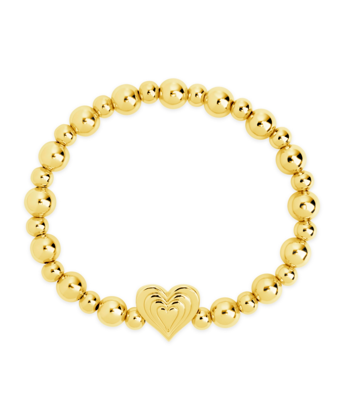 Sterling Forever Silver-Tone orTone Beating Heart Beaded Bracelet - Gold