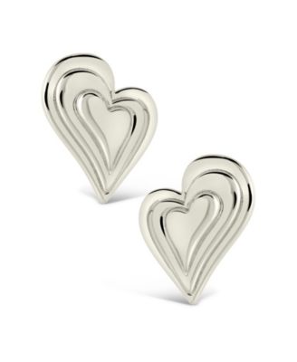 Silver-Tone or Gold-Tone Statement Beating Heart Studs