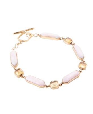 Etta Genuine Pink Opal and Yellow Quartz Abstract Link Bracelet