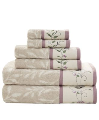 Cotton 6-Pc. Embroidered Serene Jacquard Towel Set