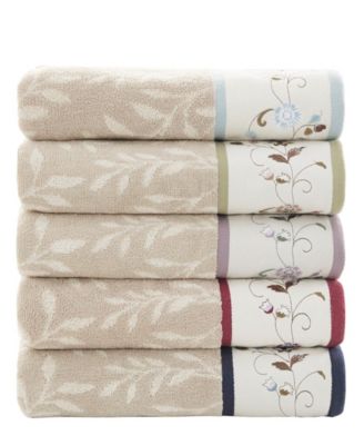 Cotton 6-Pc. Embroidered Serene Jacquard Towel Set
