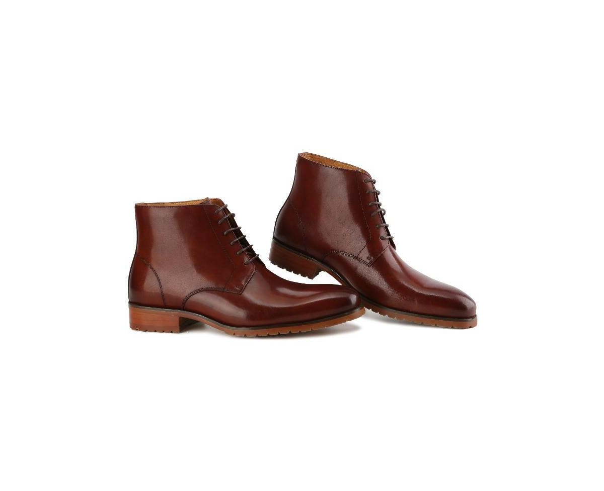 Gino Vitale Men's Handcrafted Genuine Leather Lace-Up Dress Boot