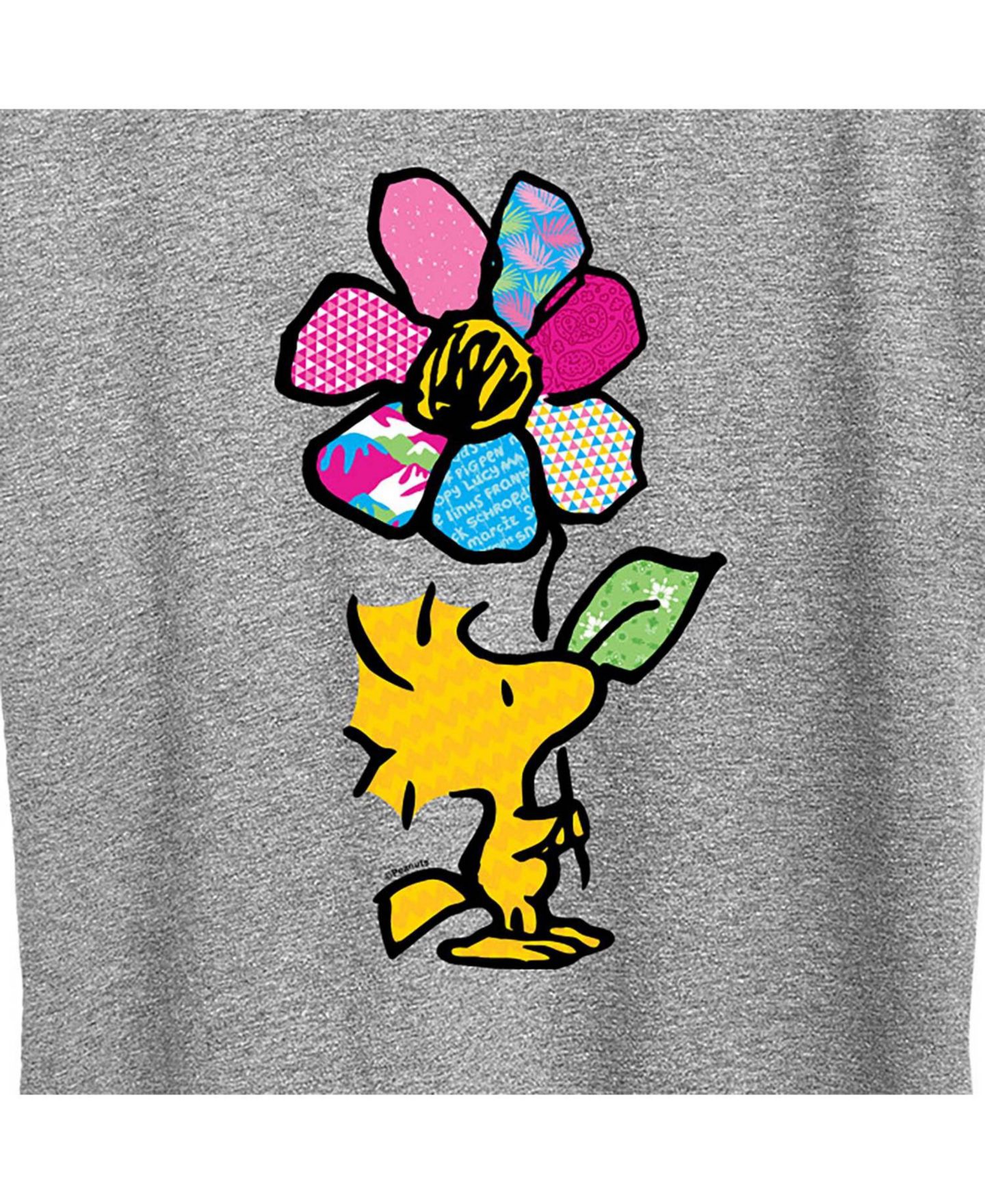 Женская футболка Air Waves Trendy Plus Size Peanuts Woodstock Flower Graphic — фото 3