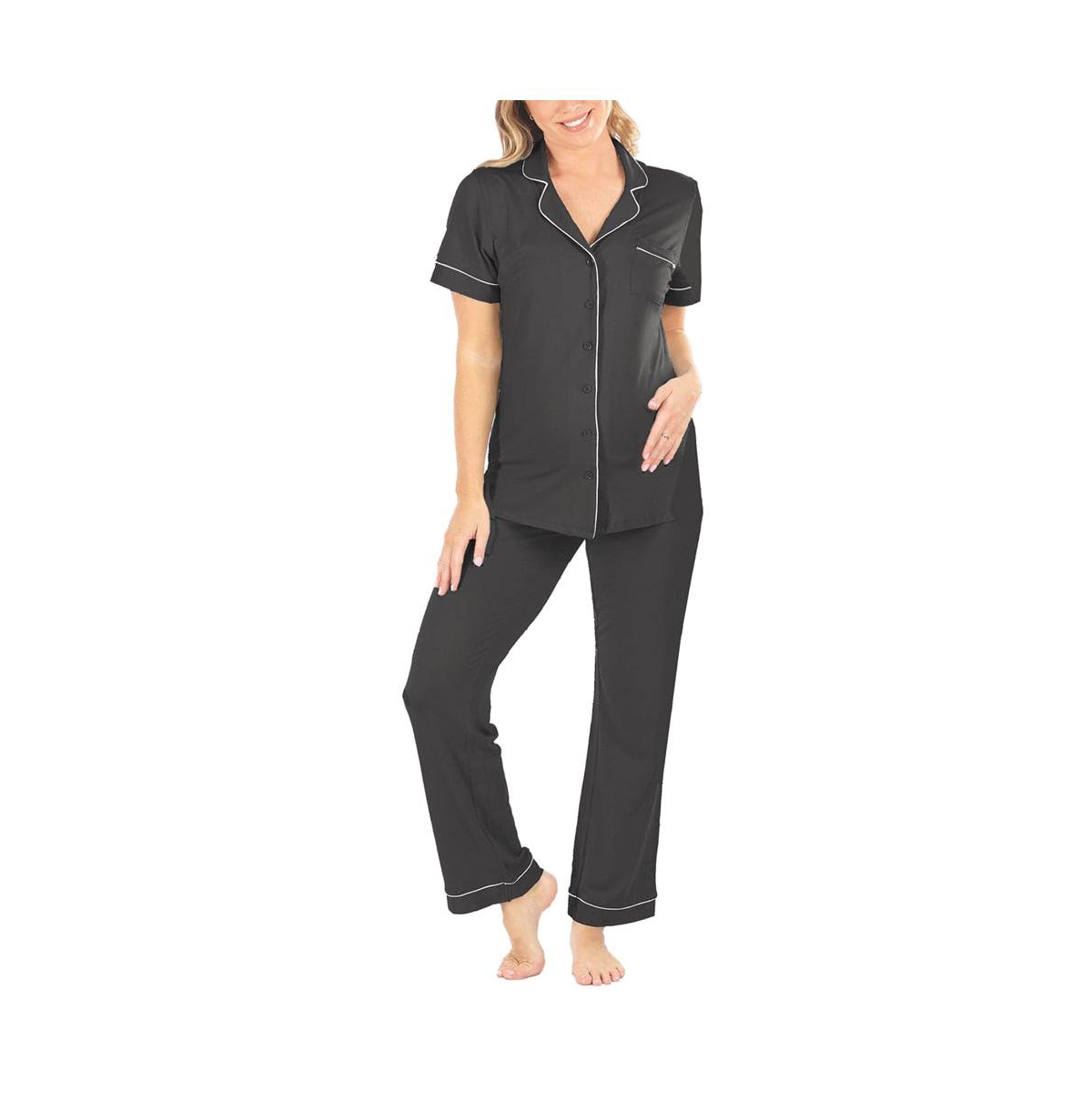 Short Sleeve 2-piece Pajama - Black