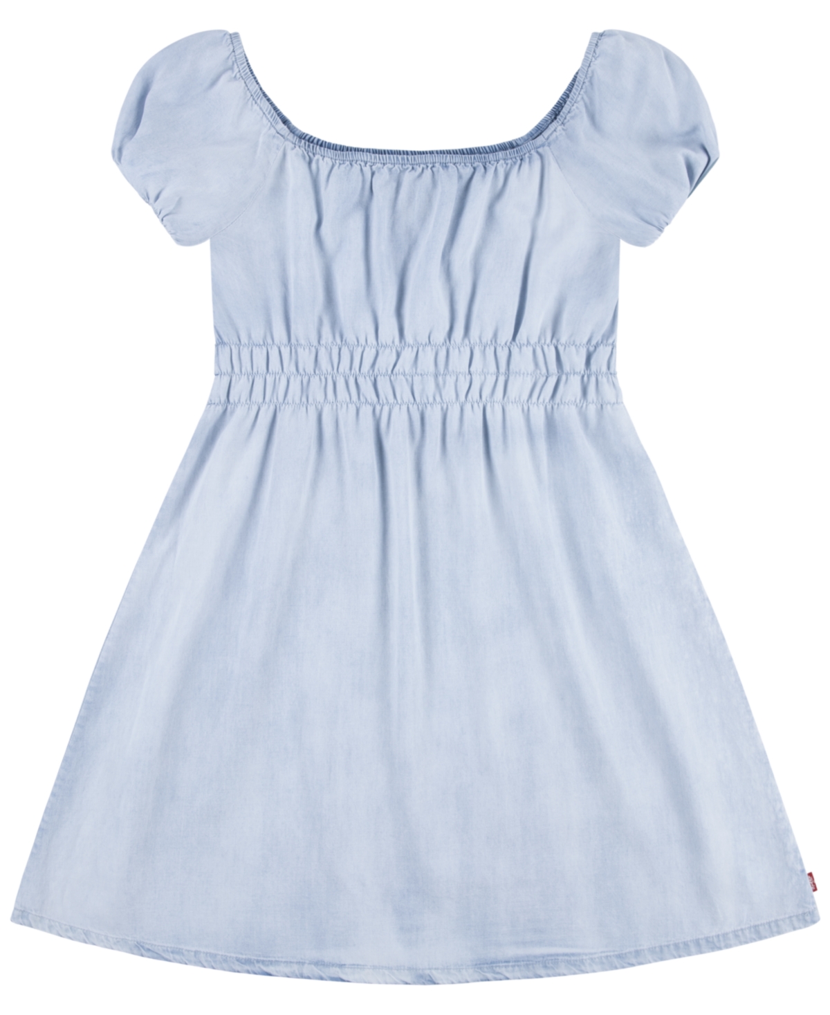 Levi's Kids' Big Girls Square Neck Puff Sleeve Dress In Silver Linings