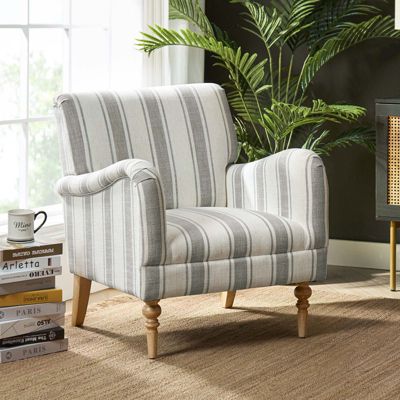 Erdahl Contemporary Arm Chair Stripe with wooden legs