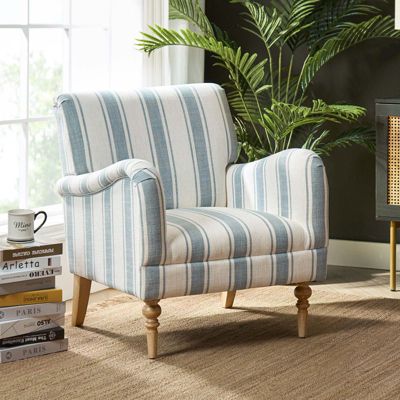 Erdahl Contemporary Arm Chair Stripe with wooden legs
