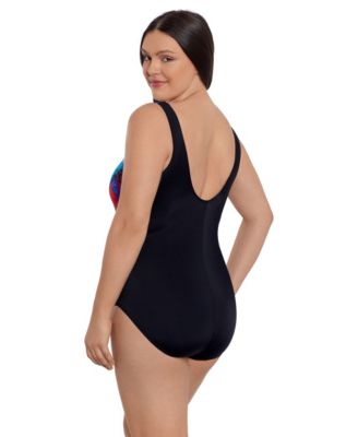 Women's Paint Trip Twist Pull Sash Tank Long Torso One-Piece Swimsuit