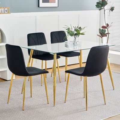 Streamdale Set of 4 Modern Black Dining Chairs