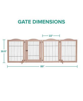 Freestanding Dog Gate, 4-Panel Extension - Walnut