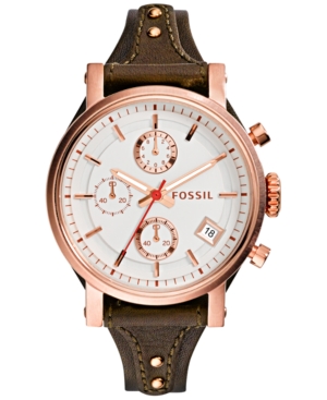 UPC 796483105706 product image for Fossil Women's Chronograph Original Boyfriend Brown Raisin Leather Strap Watch 3 | upcitemdb.com