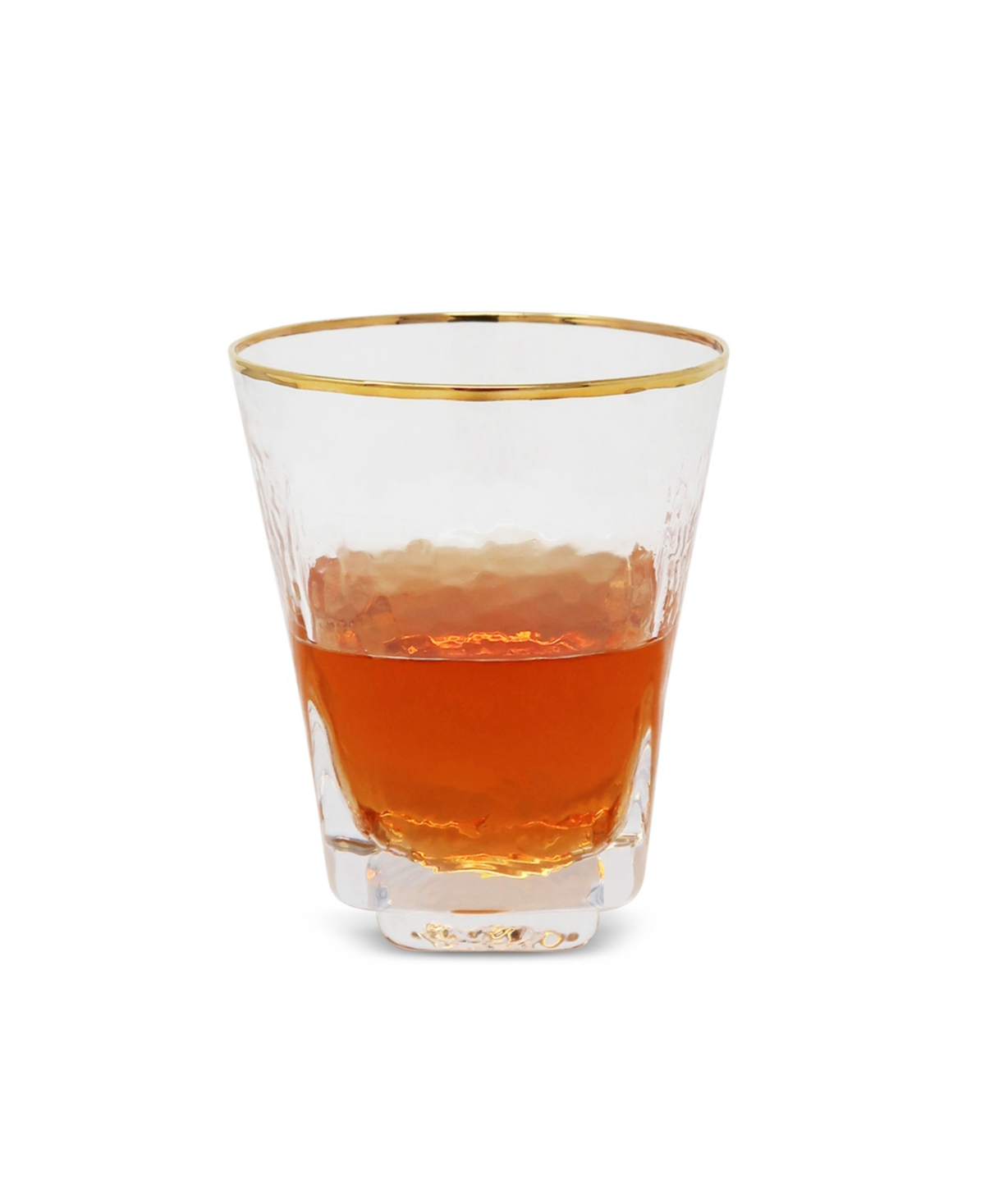 Vivience Square Shaped Rim Hammered Tumbler Glasses, Set Of 6 In Clear,gold
