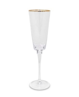 Square Shaped Rim Hammered Flute Glasses, Set of 6