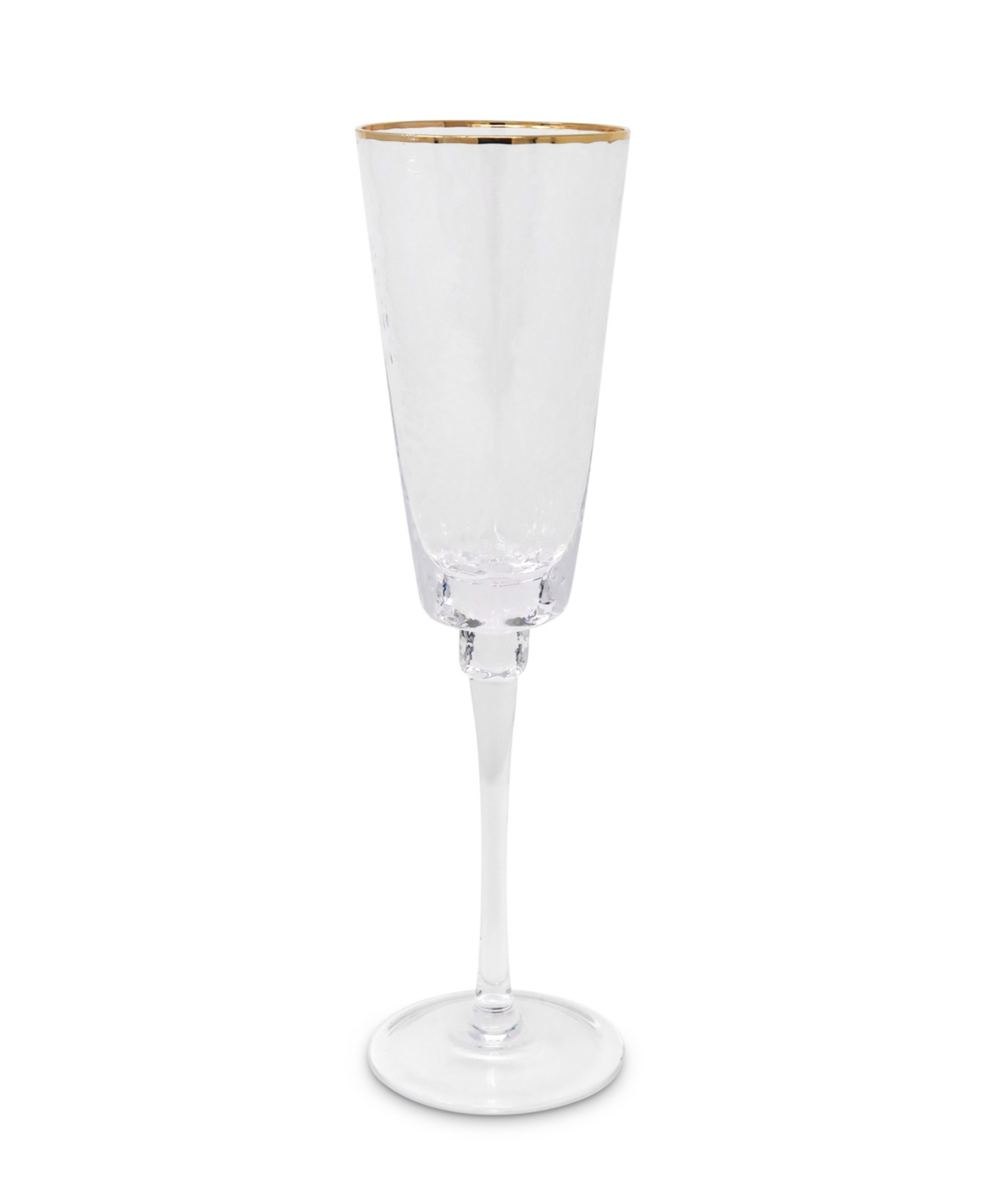 Vivience Square Shaped Rim Hammered Flute Glasses, Set Of 6 In Clear,gold