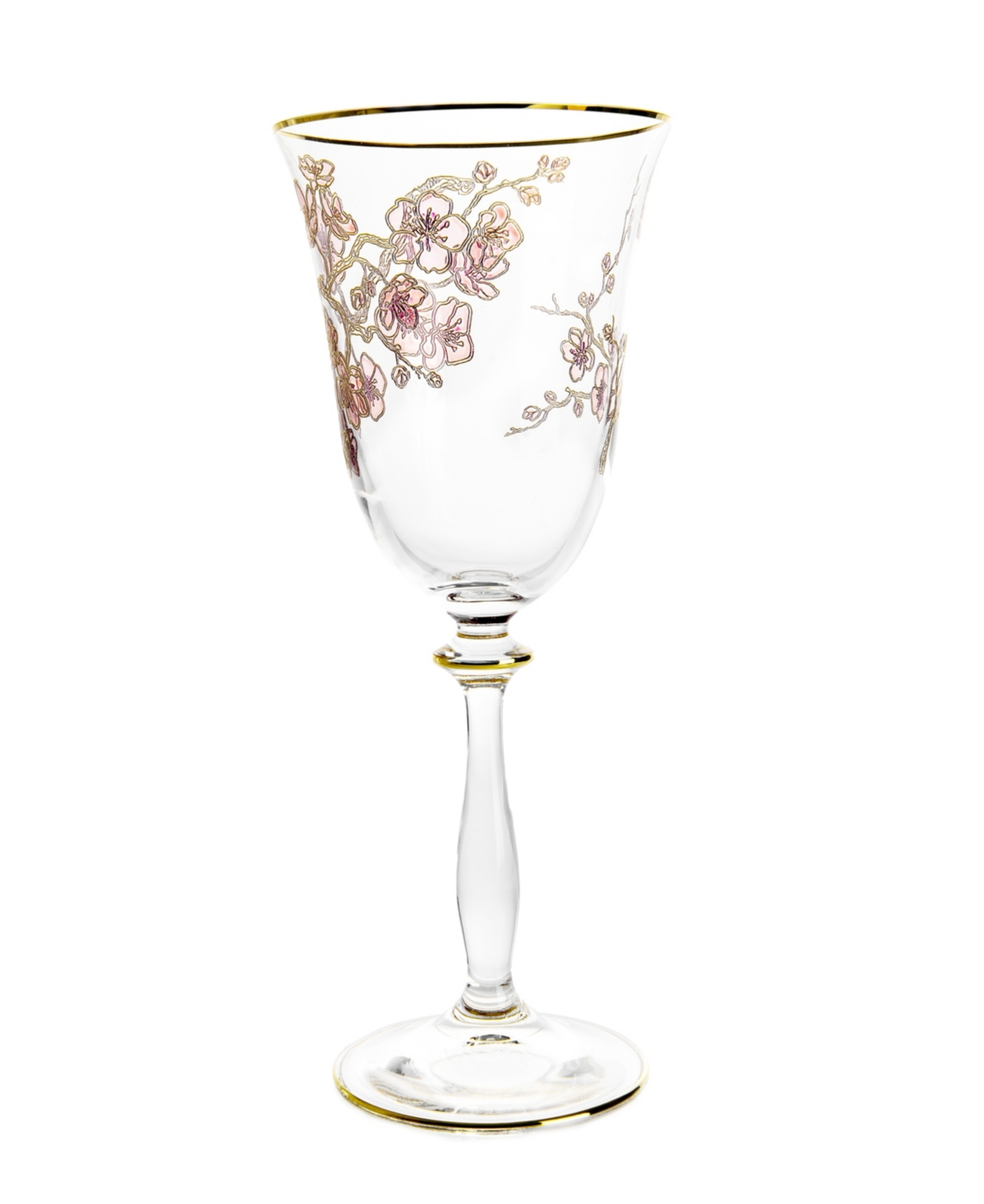 Vivience Floral Design Wine Glasses 6.25 Oz, Set Of 4 In Multi