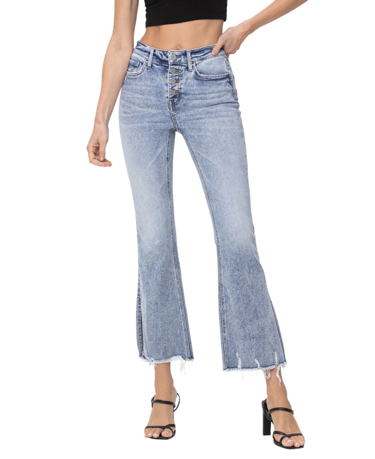 Women's High Rise Cropped Flare Jeans - Extoll blue