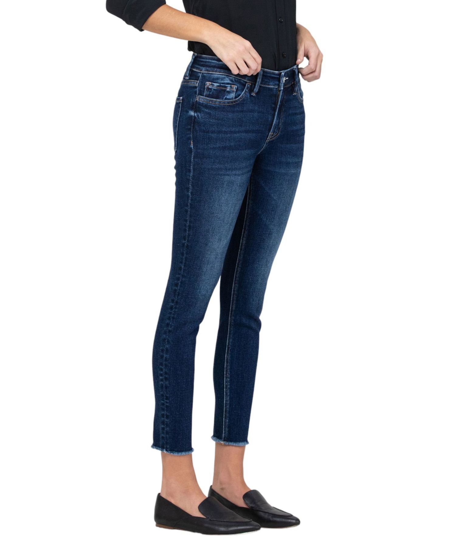 Women's Mid Rise Raw Hem Cropped Skinny Jeans