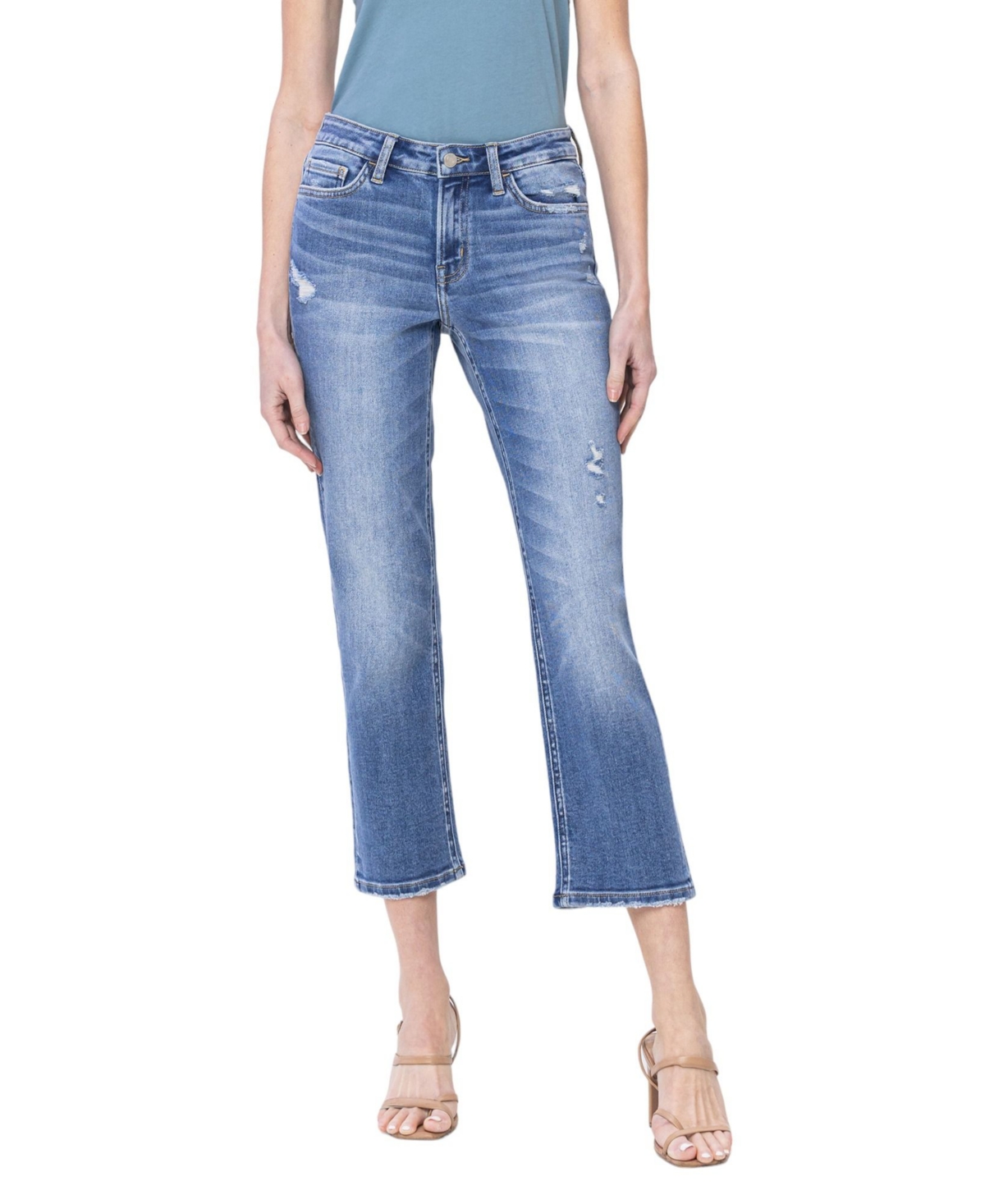 Women's Mid Rise Cropped Straight Jeans - Dawn