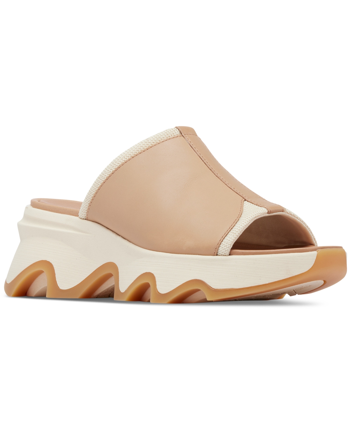 Shop Sorel Women's Kinetic Impact Slip-on Wedge Slide Sandals In Honest Beige,honey White