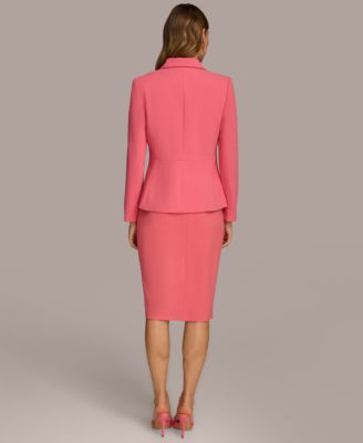 Shop Donna Karan Womens One Button Jacket Pencil Skirt In Rose Quartz