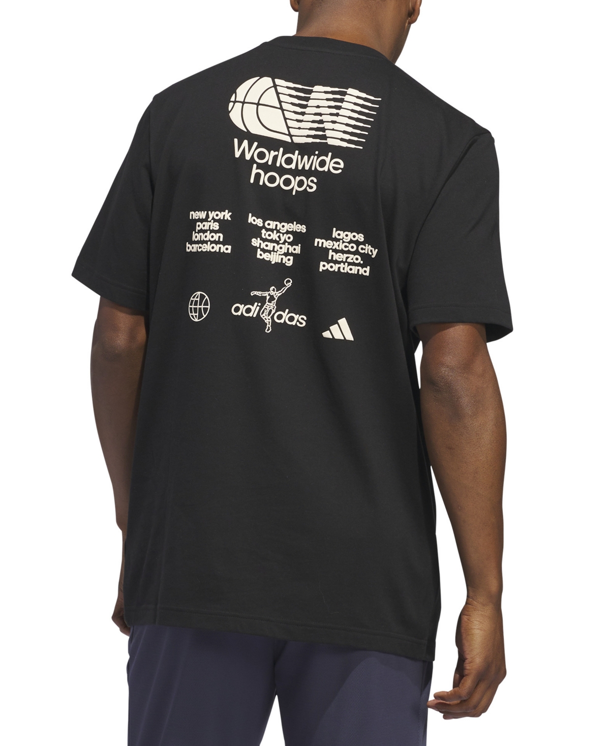 Shop Adidas Originals Men's Worldwide Hoops City Graphic T-shirt In Black,sand