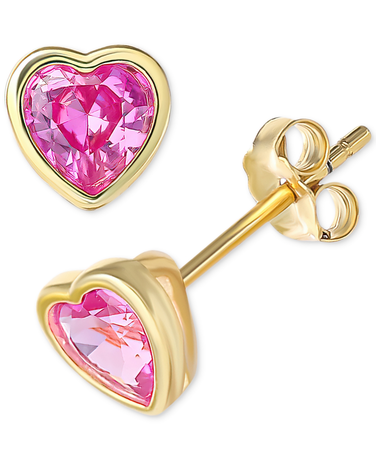 Giani Bernini Pink Cubic Zirconia Heart Stud Earrings In 18k Gold-plated Sterling Silver, Created For Macy's